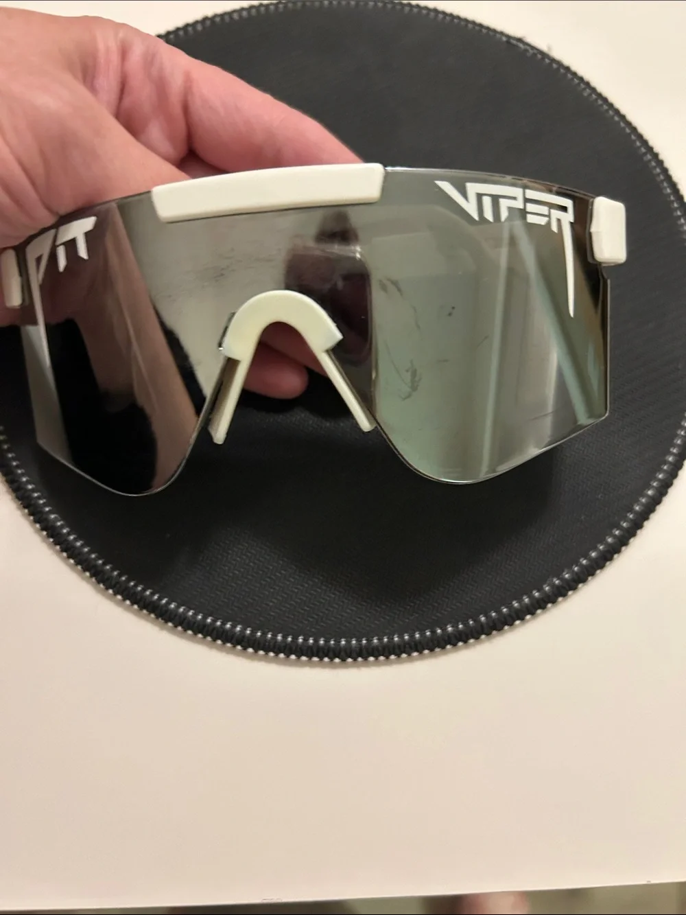 Pit Viper White and Black Shield Mirror Sunglasses